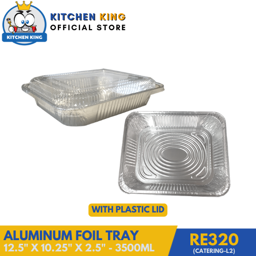 Aluminum Tray - Catering Large-2 3500ml (RE320) with Plastic Lid