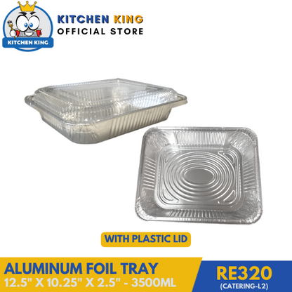 Aluminum Tray - Catering Large-2 3500ml (RE320) with Plastic Lid