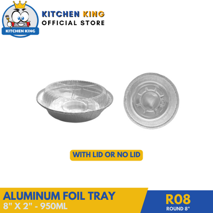 Aluminum Tray - Round Pans 950ml [RO8] with Plastic Lid