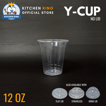 Milk Tea Cups ( Y-CUP ) 12oz [ Flat Lid / Strawless Lid / Dome Lid ]