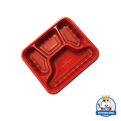Bento Box Tray 4 Division with Plastic Lid