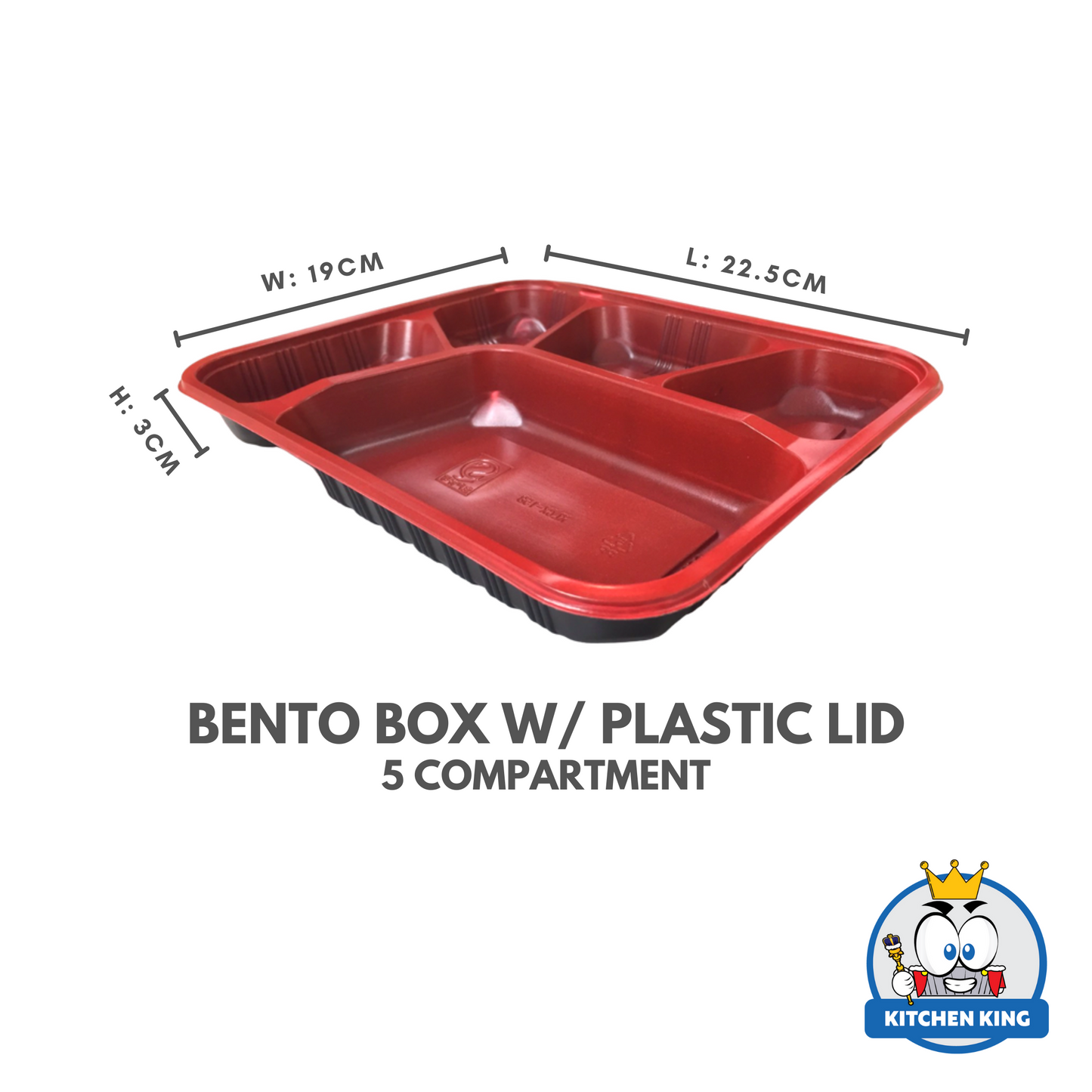Bento Box Tray 5 Division with Plastic Lid