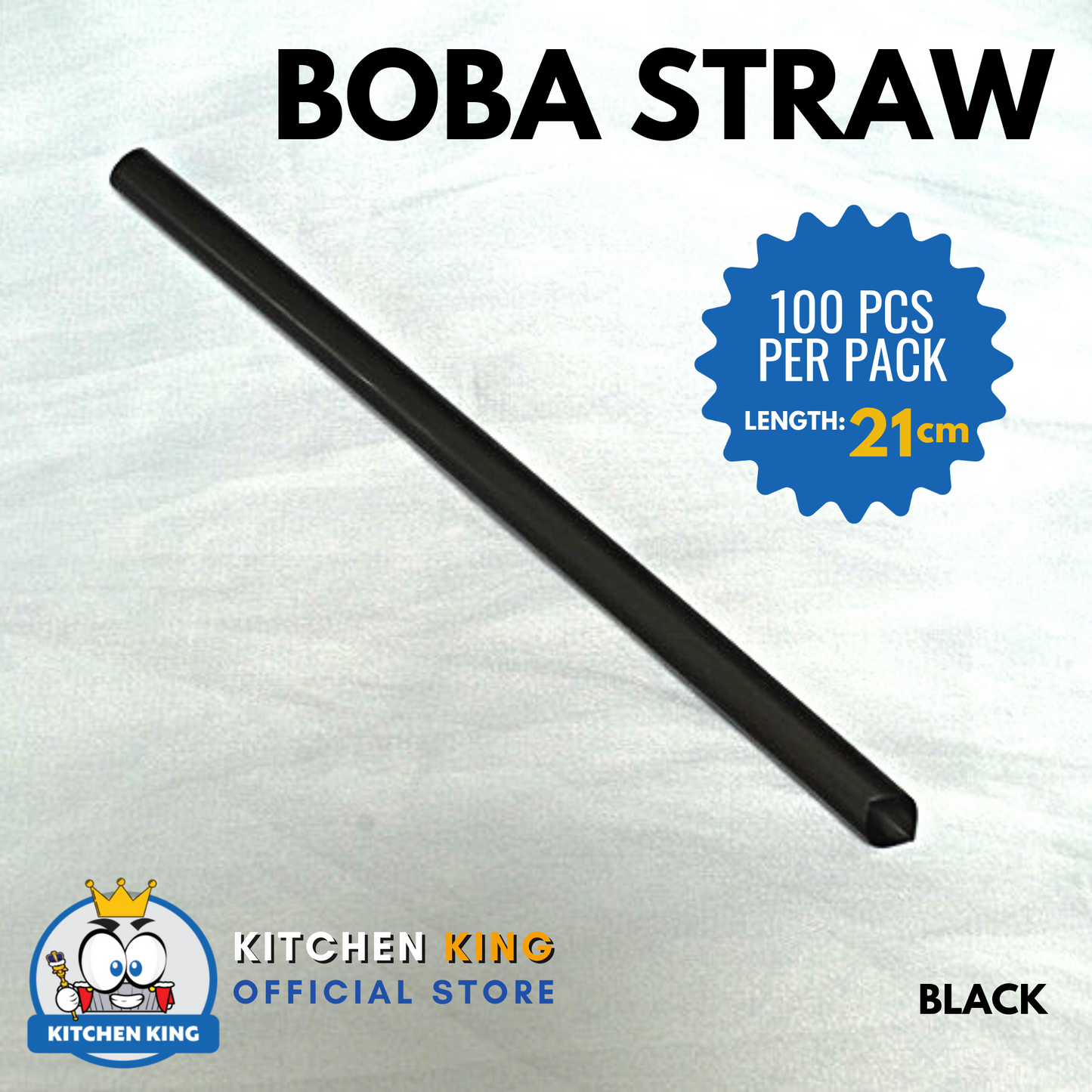 Boba Straw Milk Tea Sago Straw [ Black/Clear ] Individually Packed By 100's