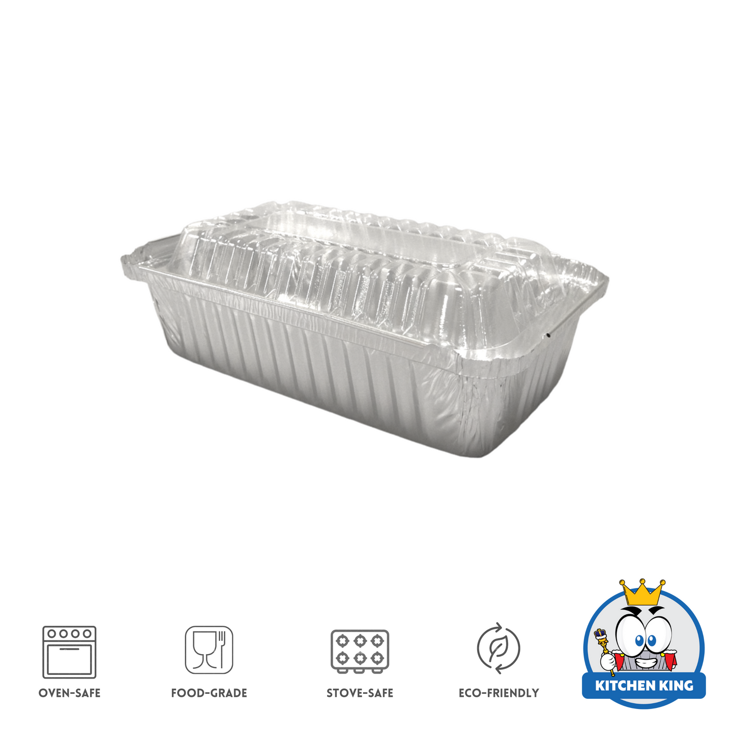 Aluminum Tray - Loaf Small 550ml (RE190) with Plastic Lid