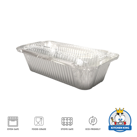 Aluminum Tray - Loaf Medium 670ml (RE205) with Plastic Lid