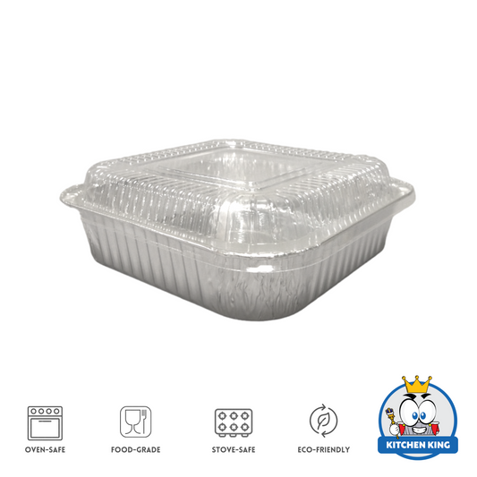 Aluminum Tray - Square Pan 1350ml (SQ204) with Plastic Lid