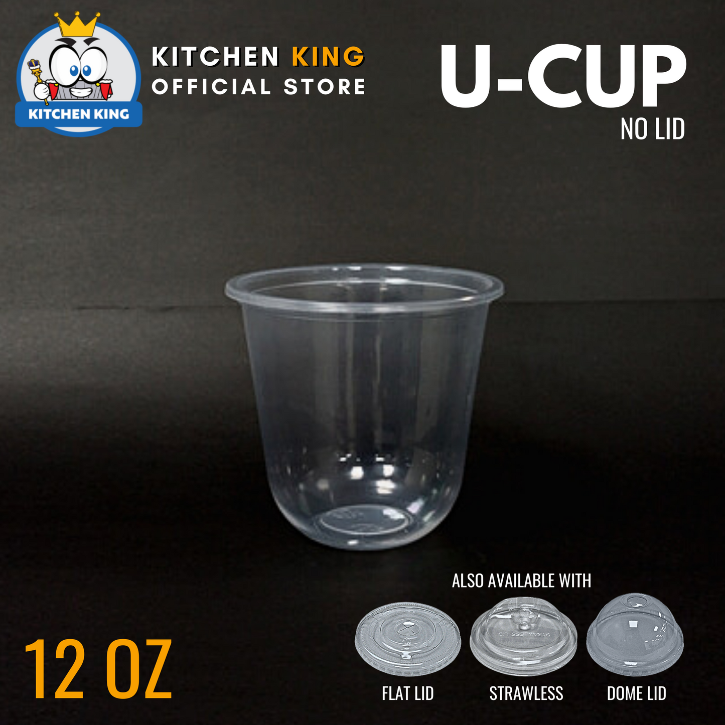 Milk Tea Cups ( U-CUP ) 12oz [ Flat Lid / Strawless Lid / Dome Lid ]