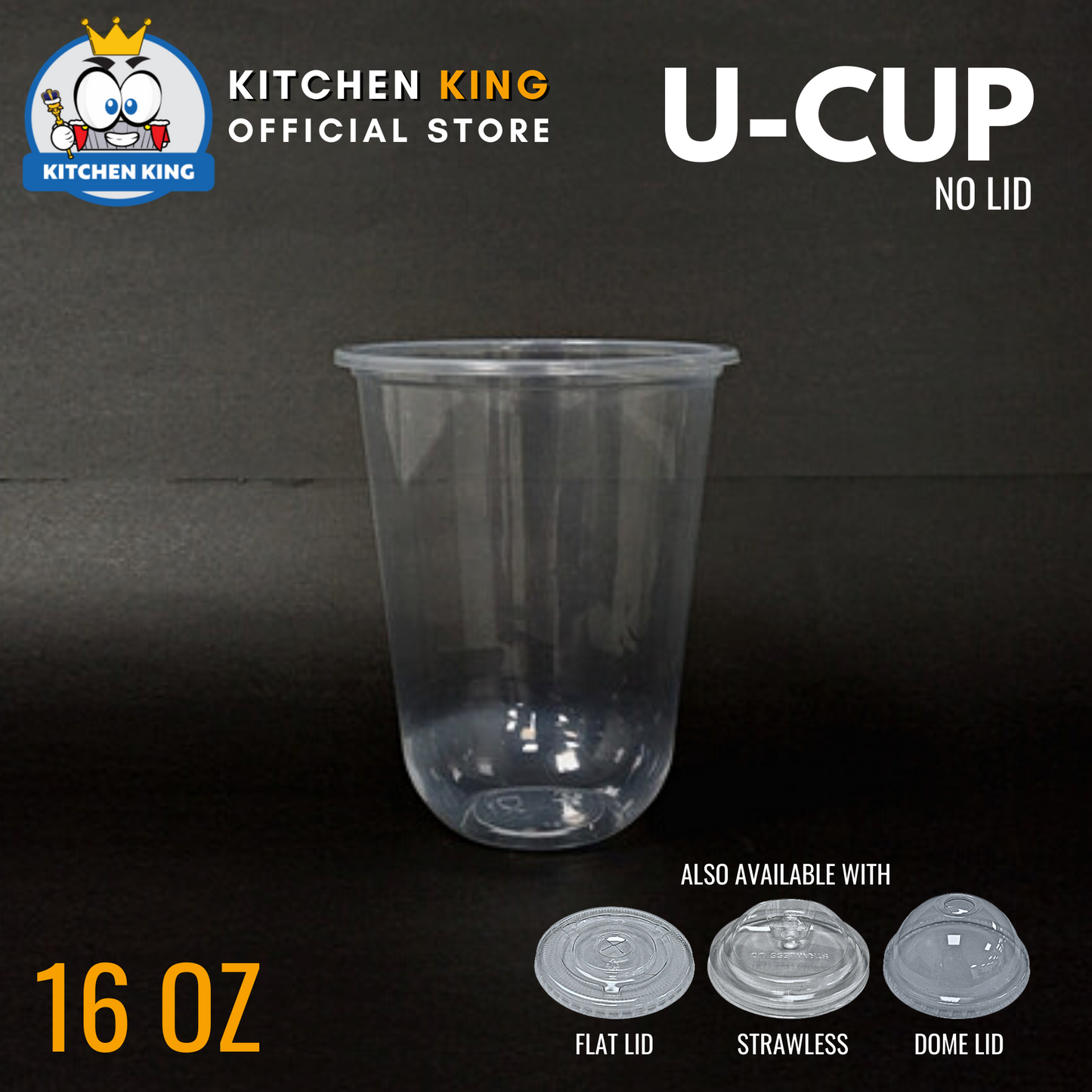Milk Tea Cups ( U-CUP ) 16oz [ Flat Lid / Strawless Lid / Dome Lid ]
