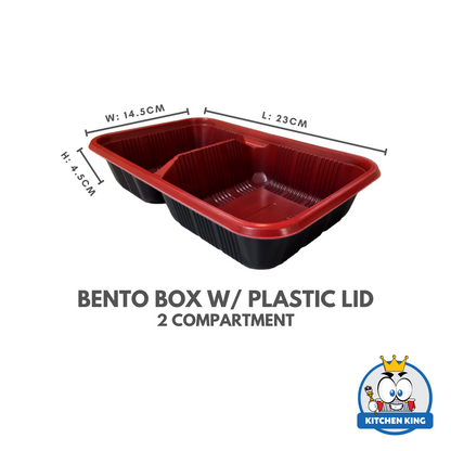 Bento Box Tray 2 Division with Plastic Lid